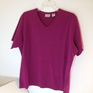 Vintage Classic Elements Casual Stretch Knit Top Lace Neck Ribbed Size 16/18